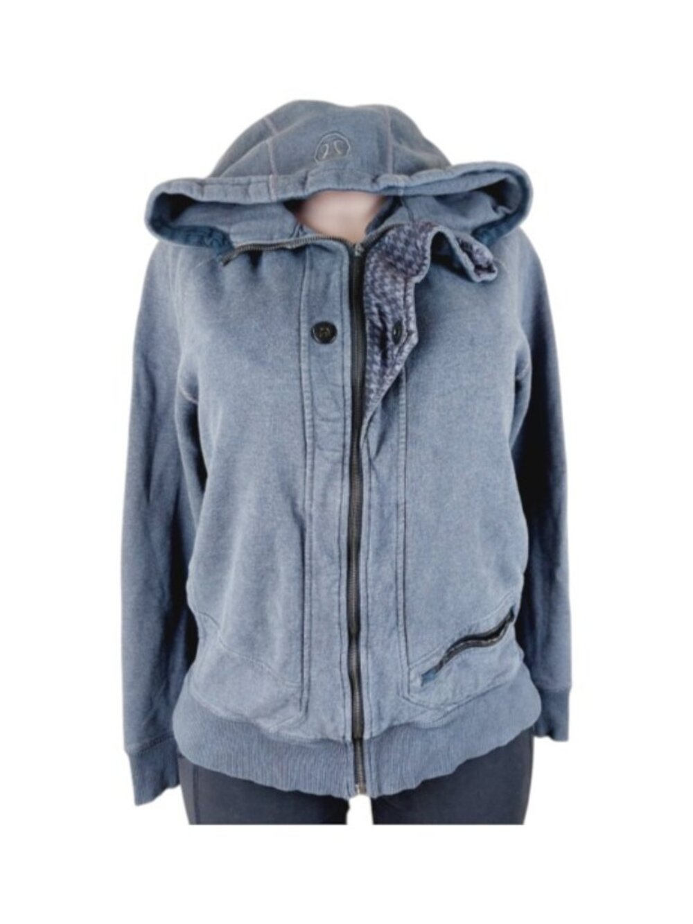Lululemon Women's Washed Blue Slit Snap Casual Full-Zip Hoodie Size M